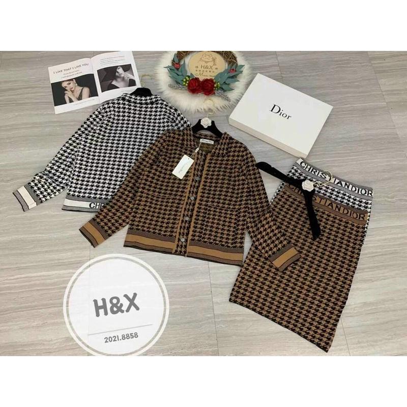 Set len áo khoác + chân váy bút chì hàng QC cao cấp