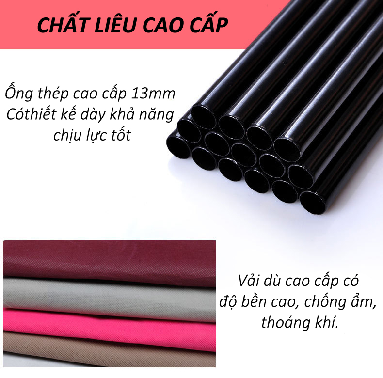 Tủ Quần Áo 2 Buồng 6 Ngăn Tiện Lợi, Tủ Vải 170cm Chất Lượng Cao Chắc Chắn, Vững Chãi - Hàng Chính Hãng miDoctor