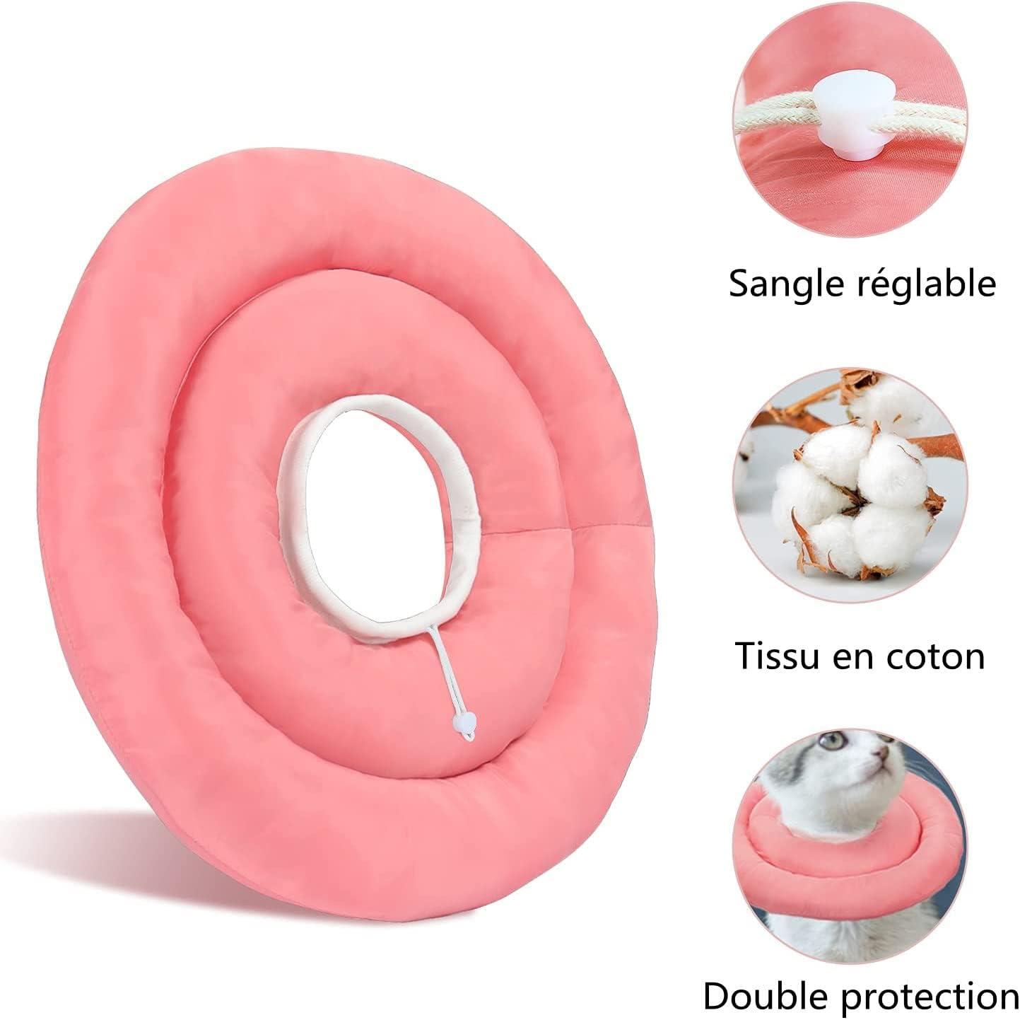 Vòng cổ cho mèo dễ thương, vòng cổ phục hồi cho chó mèo Vòng cổ cho chó chống liếm, có thể điều chỉnh để tránh chạm vào vết khâu, vết thương do liếm và trầy xước