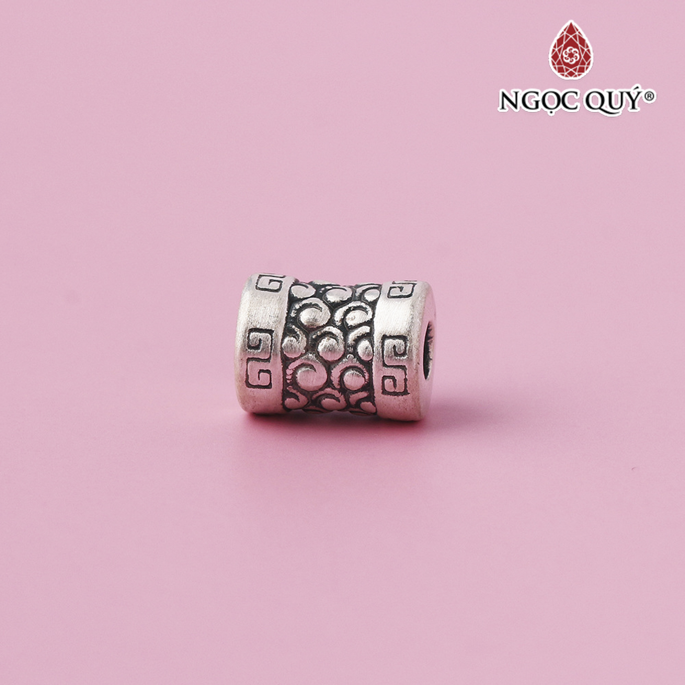 Charm bạc xỏ ngang họa tiết đám mây - Ngọc Quý Gemstones