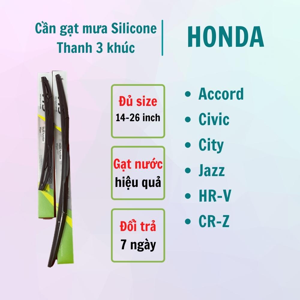 Cần gạt mưa VTS A9 lưỡi Silicone loại thanh 3 khúc dành cho xe Honda Accord, Civic, City Jazz, HR-V, CR-Z, CR-V