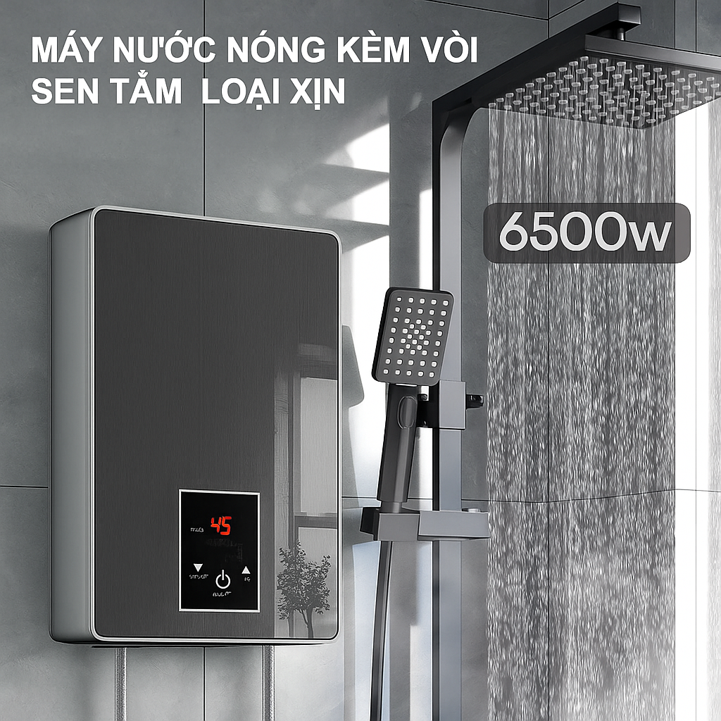 Máy Nước Nóng Trực Tiếp Cảm Ứng LCD – Chống Giật An Toàn, Cảm Biến Nhiệt Thông Minh, Kèm Vòi Sen Cao Cấp