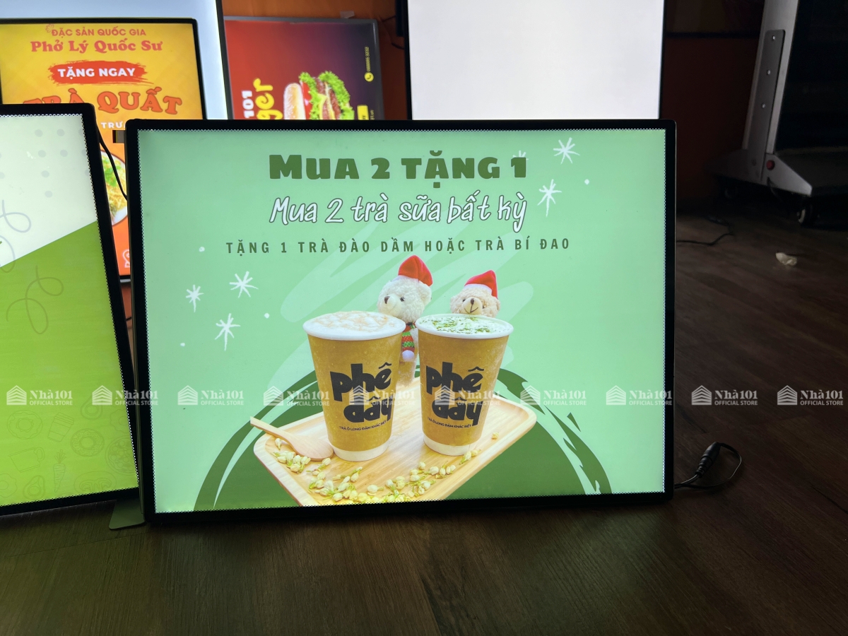 Bảng LED quảng cáo siêu mỏng mặt kính cường lực, menu LED siêu mỏng