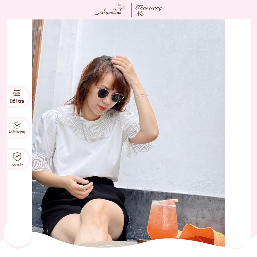 Áo sơ mi trắng đắp cổ ren và tay cách điệu, Áo sơ mi công sở