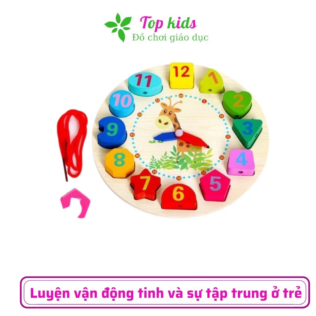 Đồ chơi montessori cho bé đồ chơi gỗ thông minh phát triển trí tuệ đồng hồ hình khối giáo dục sớm