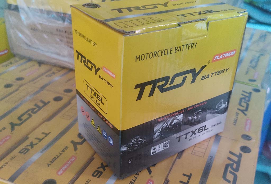 Ắc quy xe máy TROY BATTERY, TTX6L, 12V, 5Ah