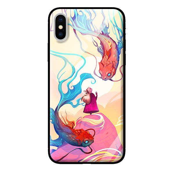 Ốp kính cường lực cho iPhone XS MAX Cặp Cá Chép - Hàng chính hãng