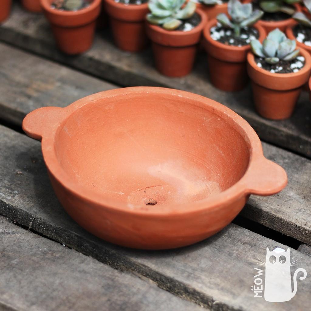 Chậu đất nung Chảo có quai | Chậu trồng sen đá, xương rồng, các loại cây mọng nước