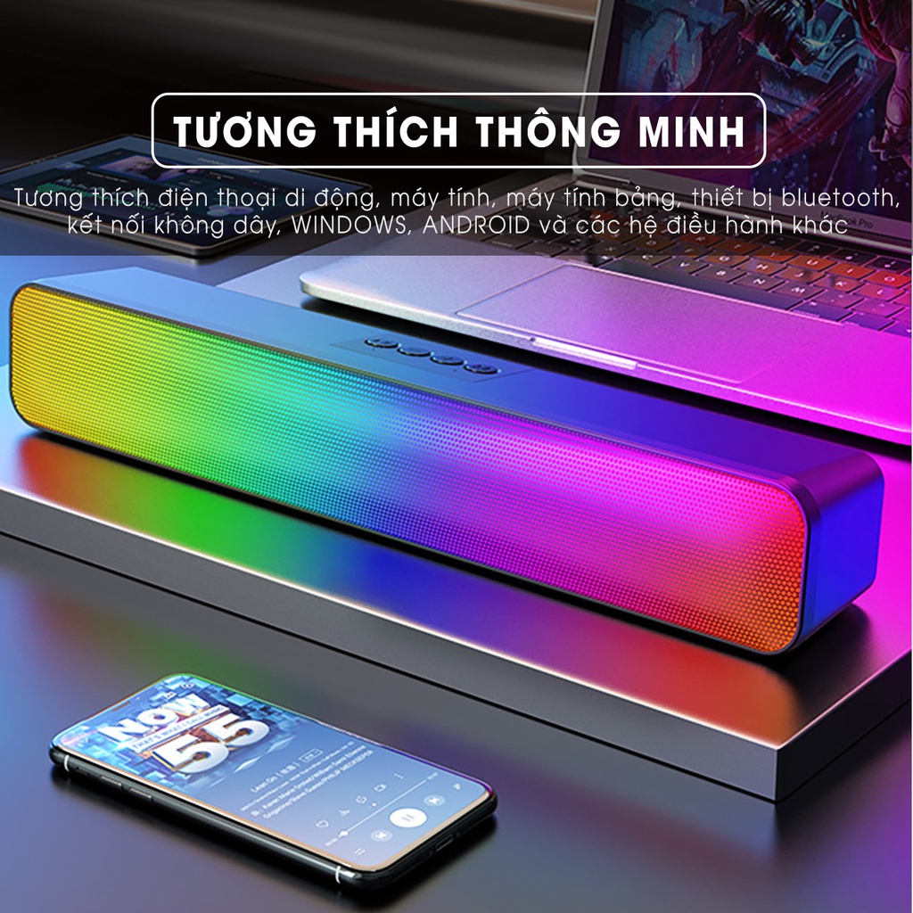 Loa Bluetooth RGB E3562 - Âm Thanh Vòng 8D , LED RGB ( Bảo Hành 1 Năm)