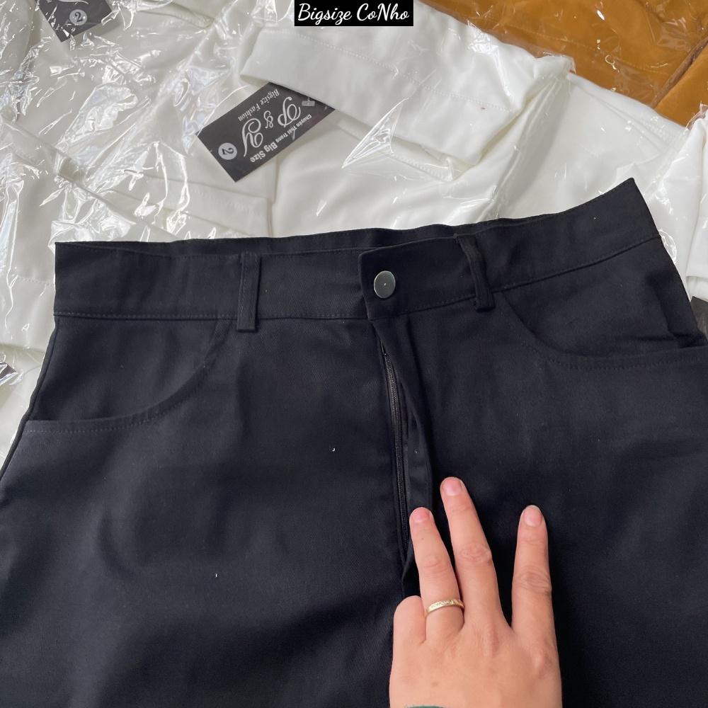 Chân váy chữ A Bigsize Nữ chất vải Kaki dày dặn có lót quần khóa kéo có túi dáng ôm lưng cao 60-95kg CV11