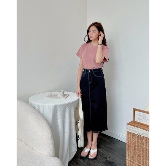 Chân váy jean bò nữ dáng dài v238301 germe