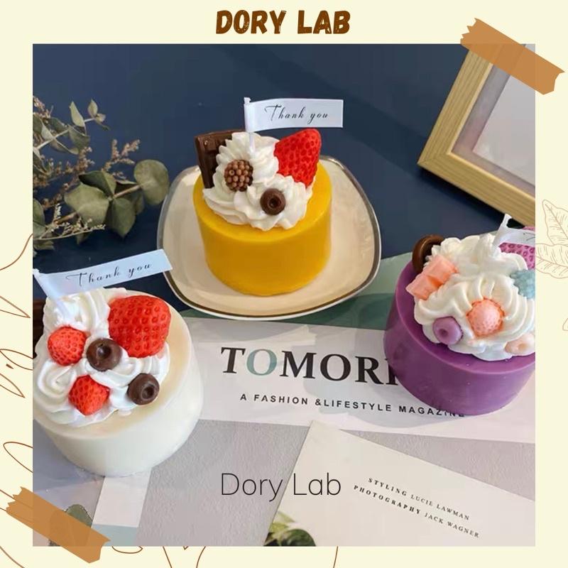 Nến Thơm Bánh Kem Phủ Kem Mix Topping Không Khói, Quà Tặng Sinh Nhật - Dory Lab