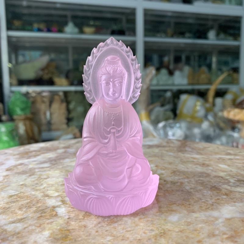 Phật Quan Âm Ngọc Lưu Ly 2 Bên - cao 10cm