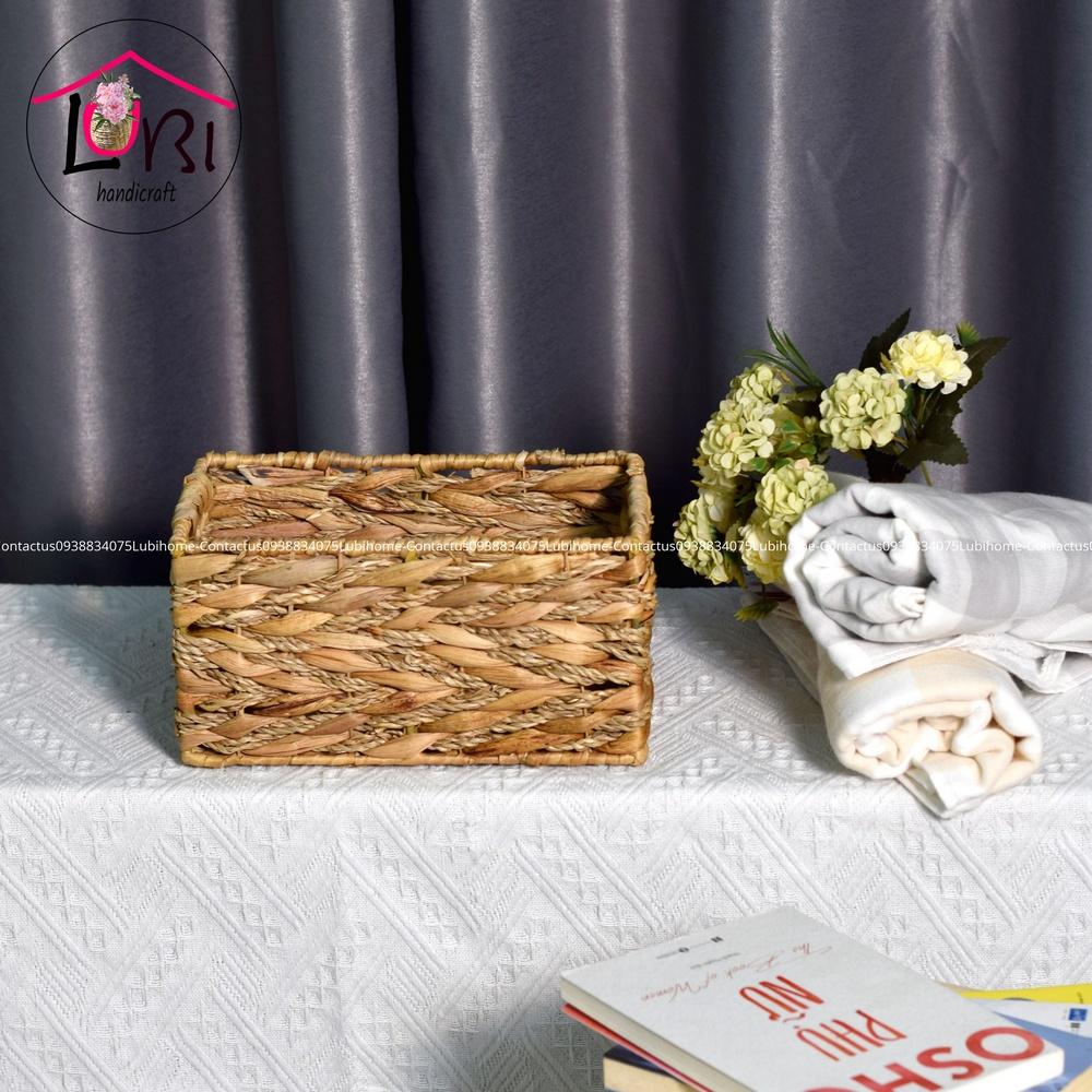 Lubihandicraft - Sọt đựng đồ đan lục bình kết hợp cói - mộc mạc