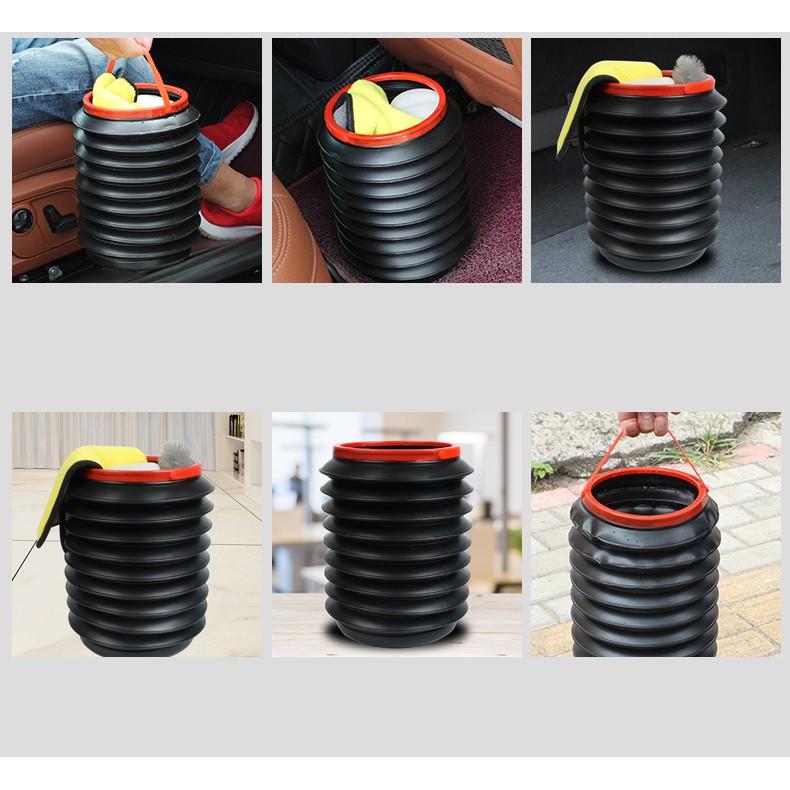 Thùng gấp gọn mini để rác co giãn trên ô tô - dùng để chứa đồ ăn, rác, đồ dùng kích thước vừa và nhỏ