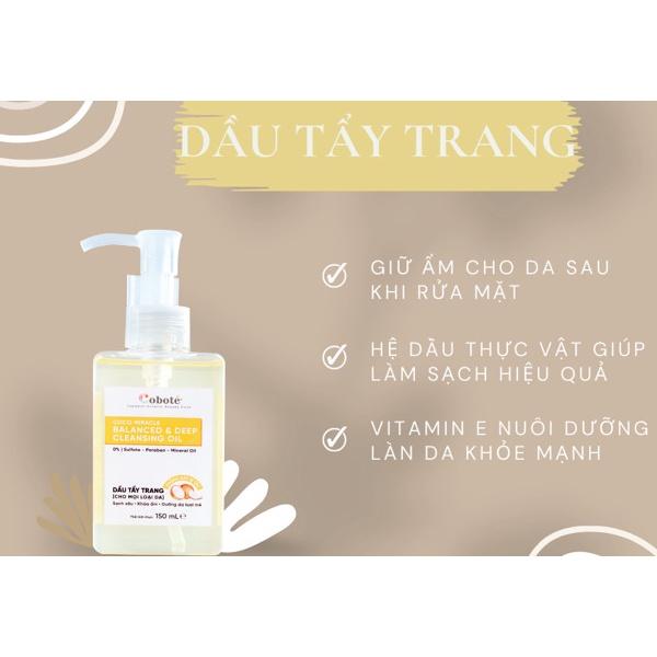 Dầu tẩy trang làm sạch, cân bằng và dưỡng ẩm Coboté 150ml