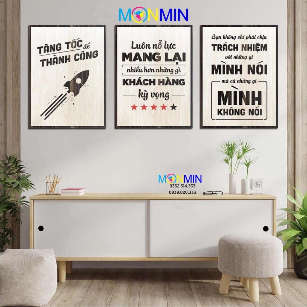 Combo 3 Tấm Tranh Slogan Gỗ tạo động lực khổ lớn 54x40cm