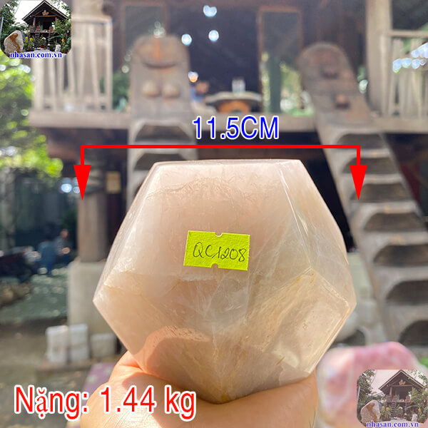 Mua đá 12 mặt thạch anh hồng tự nhiên, giá tốt NHA SAN QC1208 - 1.44 Kg ((ĐK: 11.5cm)