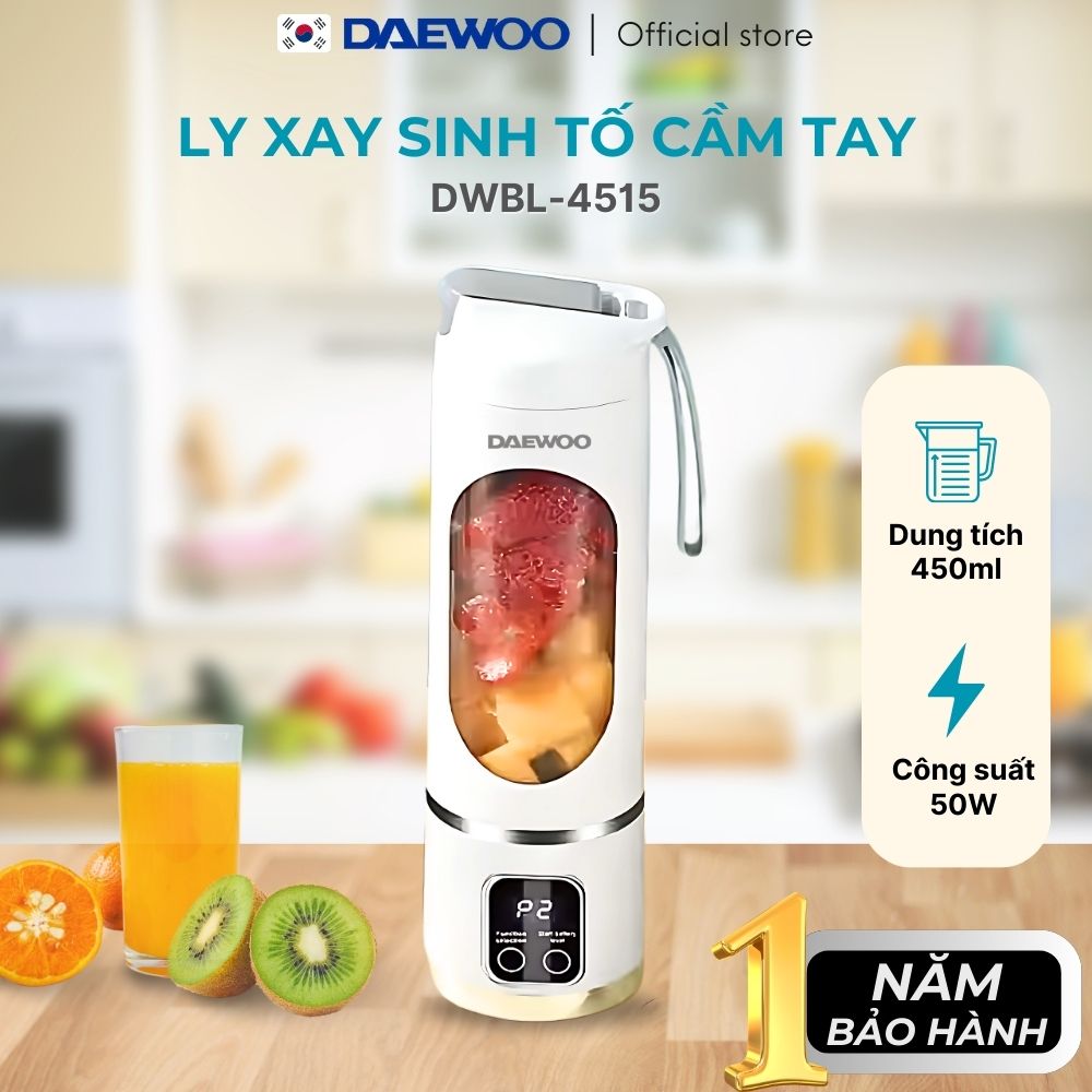 Máy xay cầm tay DAEWOO DWBL-4515 (450ml) Hàng Chính Hãng - Ly xay trái cây thông minh, nhỏ gọn, tiện lợi