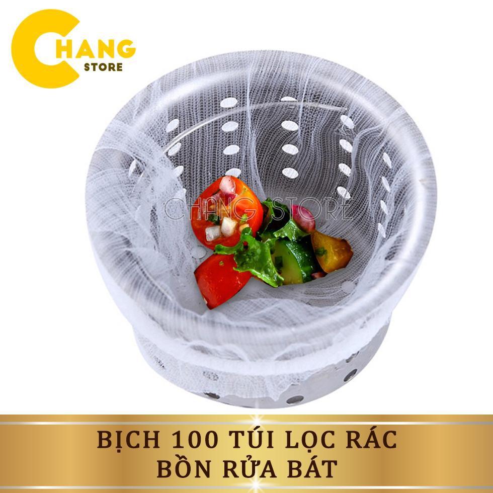 Bịch 100 túi lọc rác bồn rửa chén co giãn tốt, phủ kín, phù hợp với nhiều loại bồn