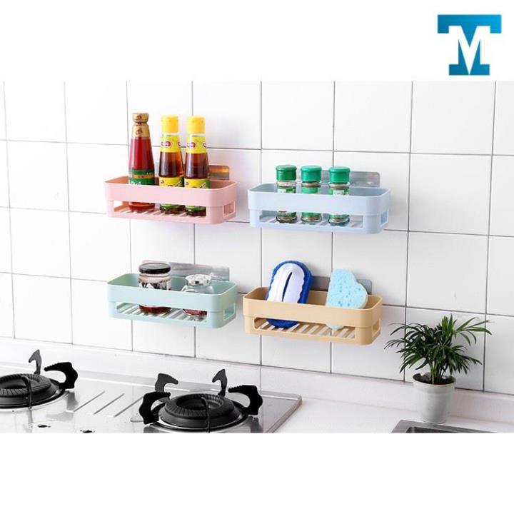 Khay Kệ Nhựa Chữ Nhật Dán Tường Để Đồ Nhà Bếp Nhà Tắm
