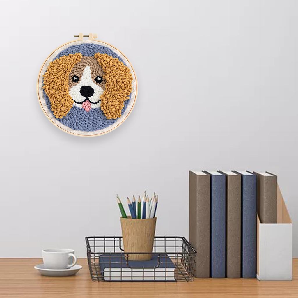 Punch Kit DIY Needlework Animal Dog Embroidery for Adult A