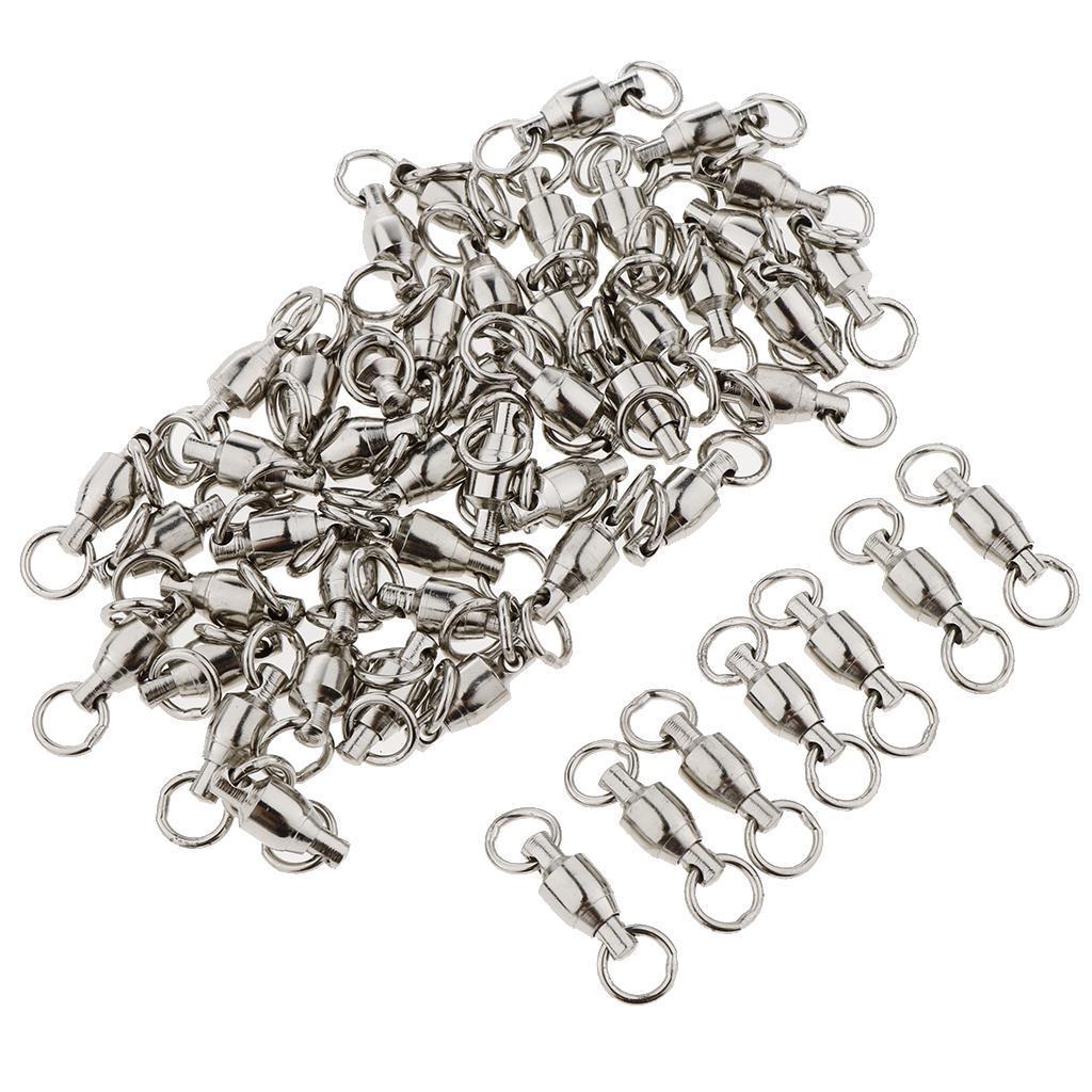 50Pcs/Set Solid Swivels Fishing Connector Rolling Bucket Swivels Fishing