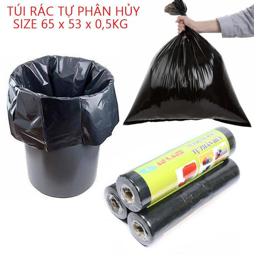 Cuộn túi đựng rác đen tự phân hủy An Lành 63cm x 53cm x 0,5kg Loại To