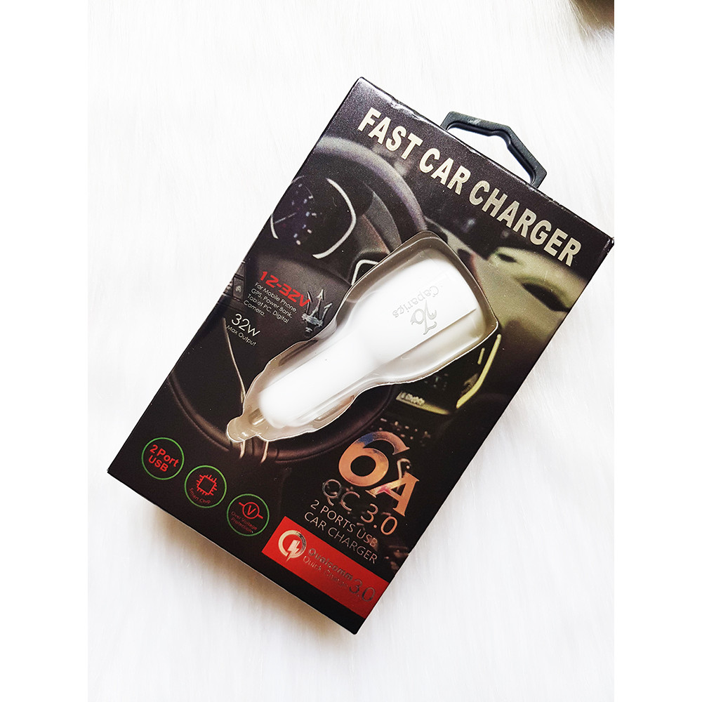 Củ Sạc Xe Hơi 2 cổng USB Quick Charge 3.0 Siêu Bền, Chống Nóng, Sạc Nhanh 3.0 - Chính Hãng CAPARIES VIỆT NAM