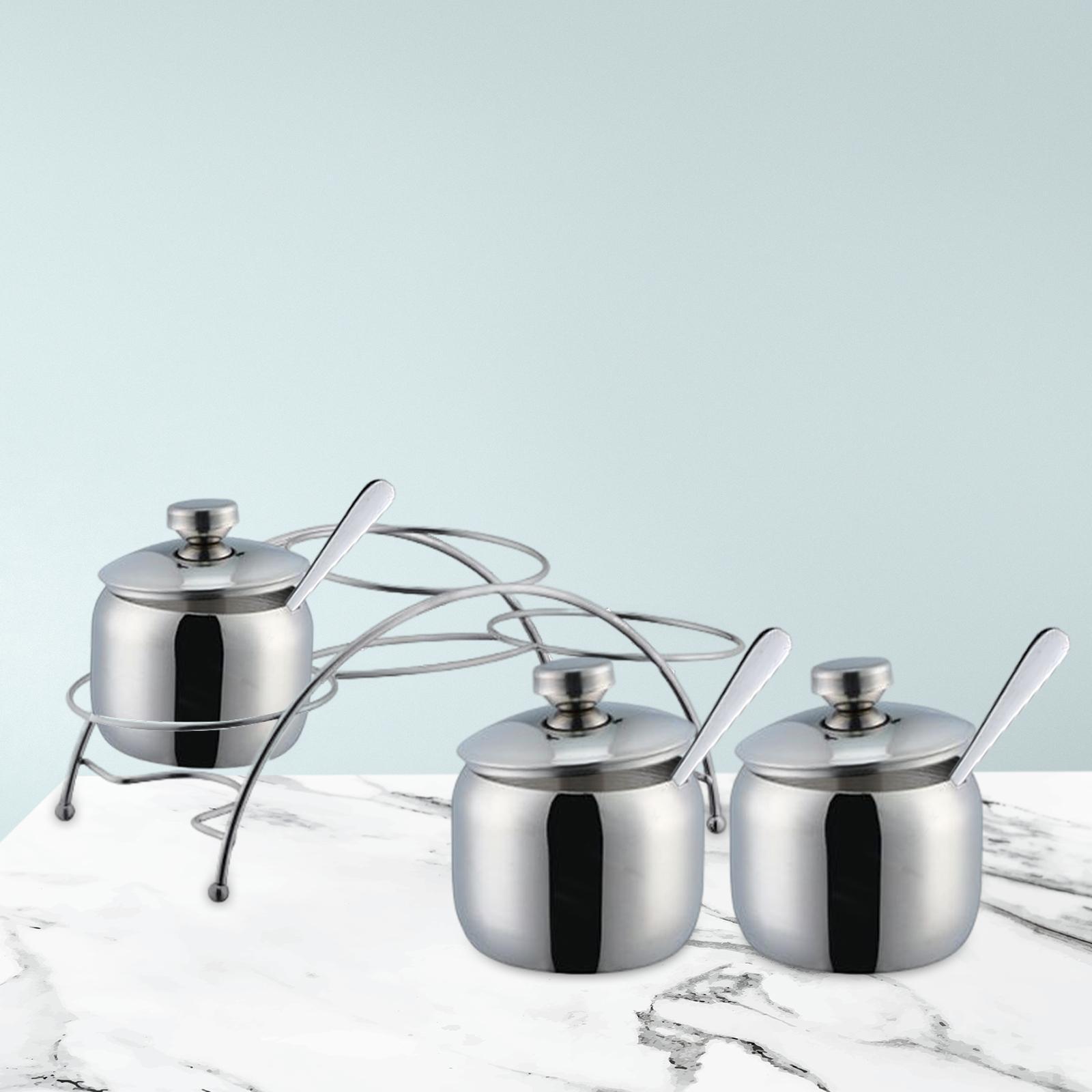 Salt Container Spice Case Seasoning Jar and Spoon Holder Convenient for Housewarming Gift