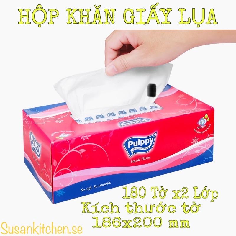 Combo 5 Hộp Khăn Giấy Hộp Pulppy Cao Cấp 180 Tờ x2 Lớp Cho Phòng Khách Ô Tô Bàn Ăn