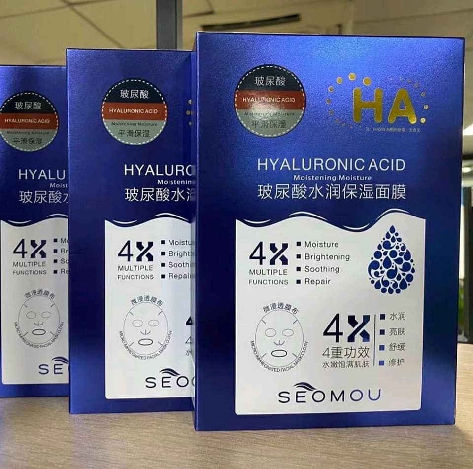 Hai Miếng Mặt Nạ cấp ẩm,dưỡng trắng da HA Hyaluronic Acid 4X Seomou