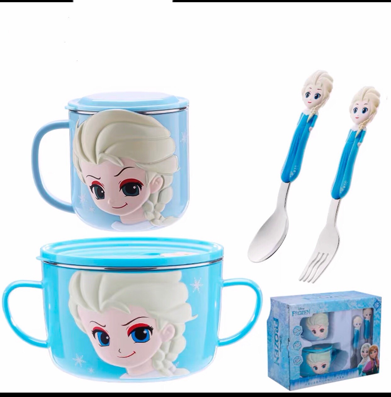 Set ăn uống 4 món hình Elsa nổi 3D siêu cute dành cho các bé