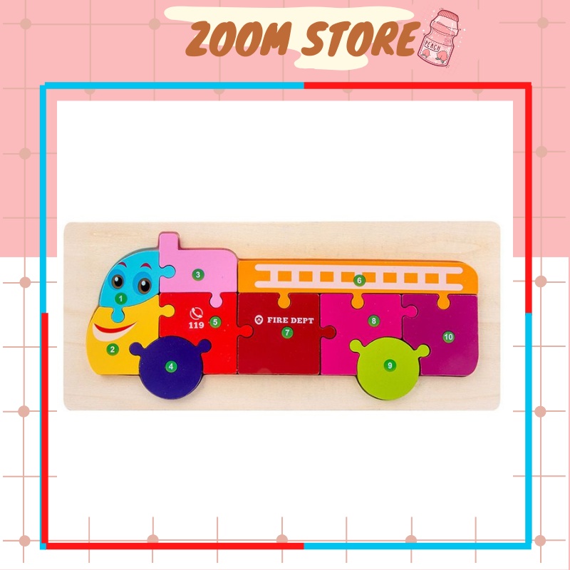 Đồ chơi gỗ trí tuệ tranh ghép nối 10 số ghép chất lượng cho bé ZoomStore
