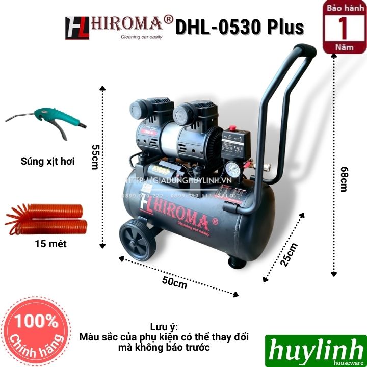 Máy nén khí không dầu Hiroma DHL-0530 Plus - 30 lít - Hàng chính hãng