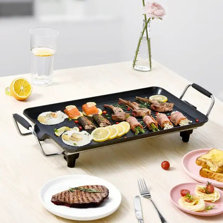 Bếp Nướng Điện DAMAS Electric Grill DK 7558 - Công suất 1500W mạnh mẽ - Thiết kế rãnh thoát dầu mỡ tiện dụng - Lớp phủ chống dính Greblon từ Đức - Hàng chính hãng