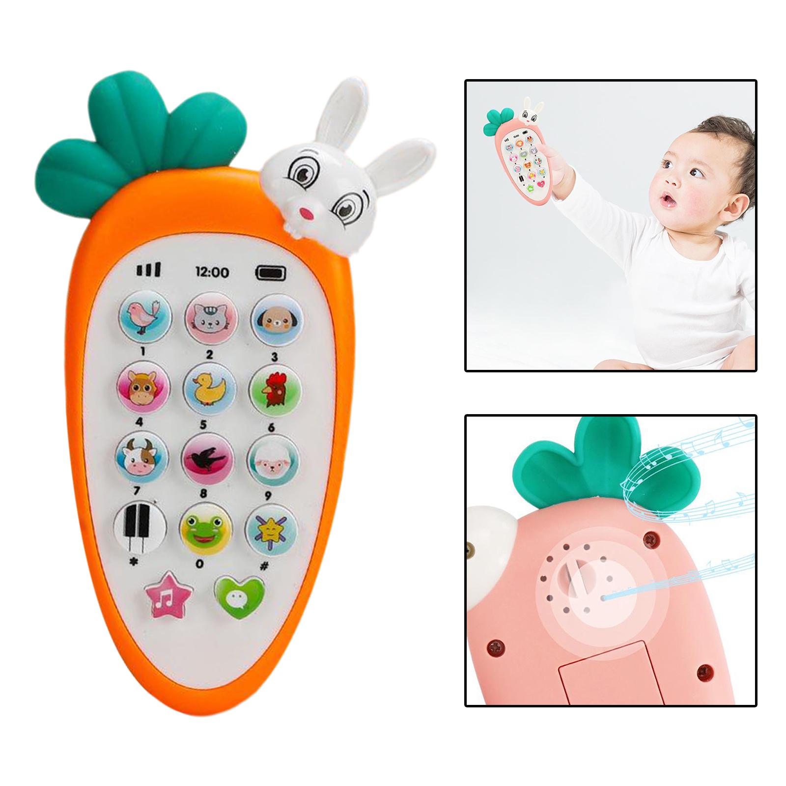 Baby Cell Phone Toy for Learning Early Education Telephone with Silicone Teether Cover Music Lights Help Learn Basic Knowledge for 0-7 Year Old Kids