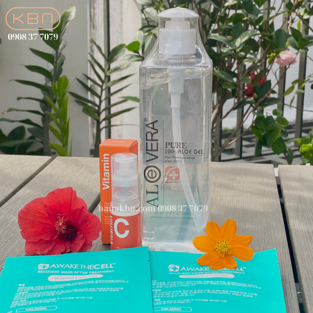 Combo Dưỡng Ẩm Dưỡng Trắng Vitamin C Bột Và Gel Lô Hội Aloevera Tặng 2 Mặt Nạ Soothing