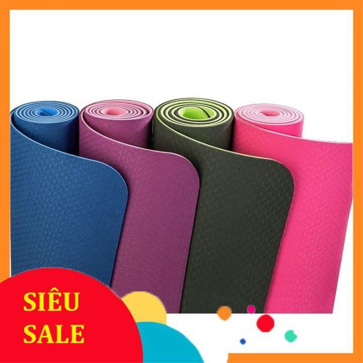 Thảm tập Yoga 2 lớp TPE dày 6mm, thảm tập Gym chống trơn trượt và không thấm mồ hôi Còn Hàng