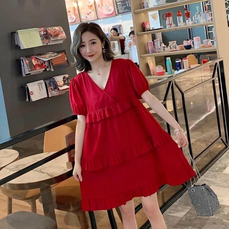 Váy bầu thiết kế 3 tầng nhún tiểu thư