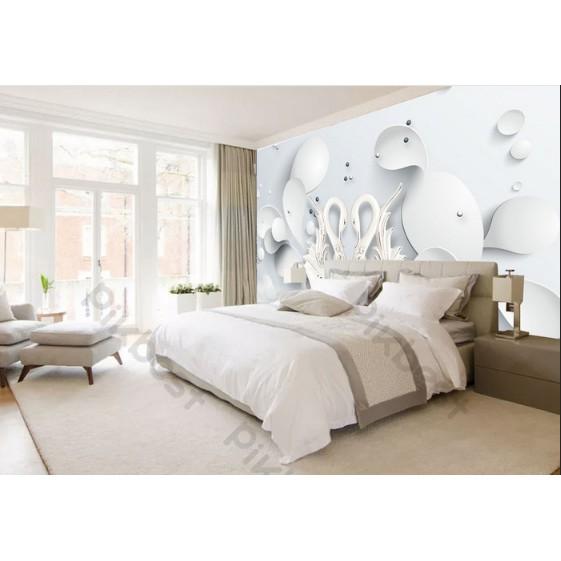 Tranh dán tường Tranh thiên nga 3D hiện đại tối giản, tranh dán tường 3d hiện đại MS898334