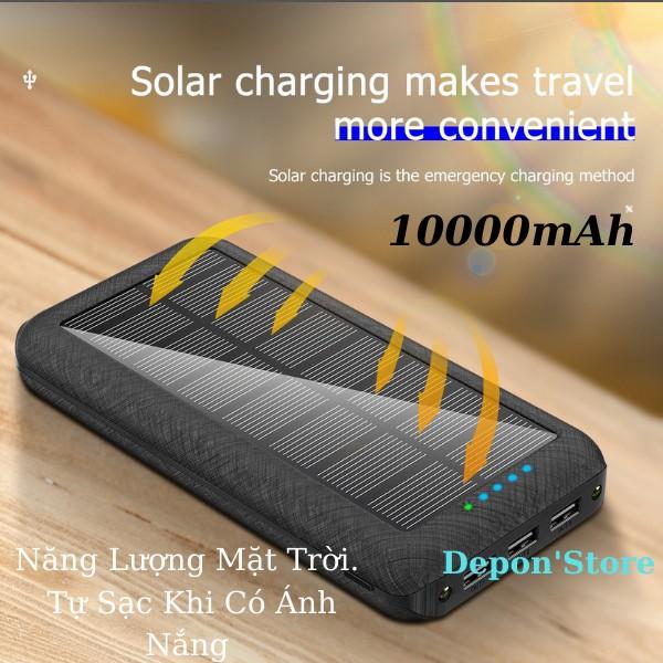 Sạc Dự Phòng Năng Lượng Mặt Trời Tự Nạp Pin Khi Có Ánh Sáng  PW Bank 10000 mah