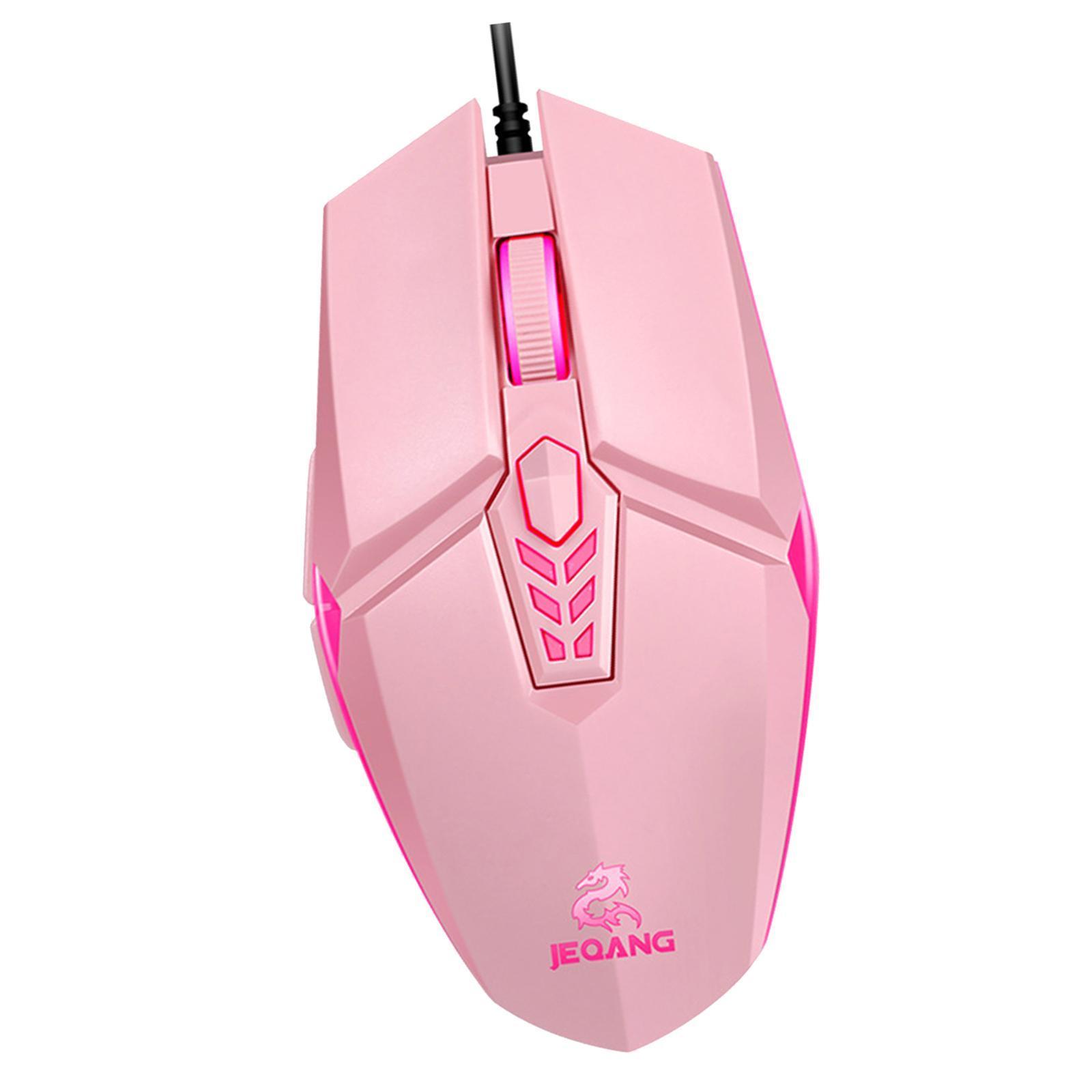 LED Backlit RGB Wired Gaming Mouse 3200 DPI Adjustable Mice Pink