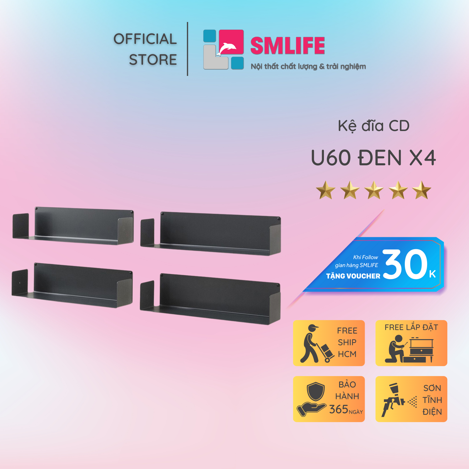 Kệ đĩa CD chữ U60 (Set 4)