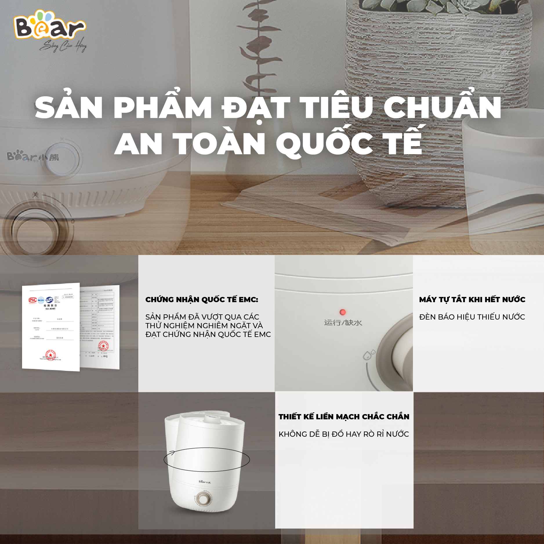 Máy Phun Sương Tạo Ẩm Bear Làm Mát Không Khí, Bộ Lọc Ion Bạc Diệt Khuẩn, Tiết Kiệm Năng Lượng JSQ-C45U1 - Hàng chính hãng