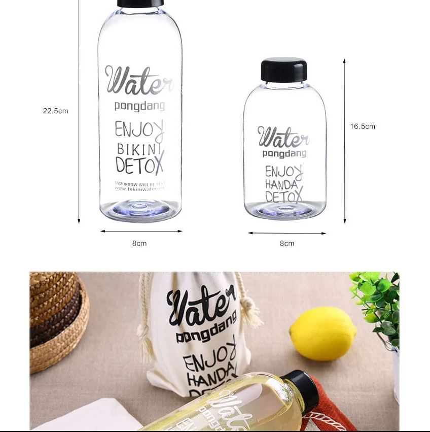 Bình Detox 1000ml WATER PONGDANG Nhựa Cao Cấp Tặng Kèm Túi Vải
