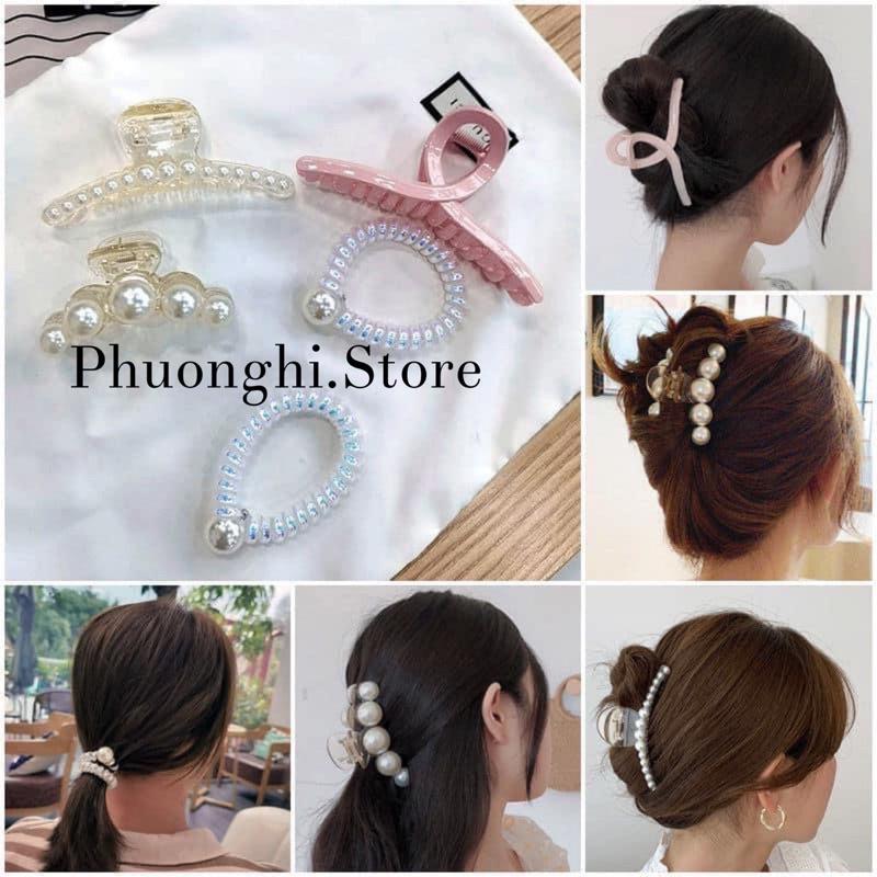 Set Kẹp Tóc Ngọc Trai 5 Món Phong Cách Hàn Quốc