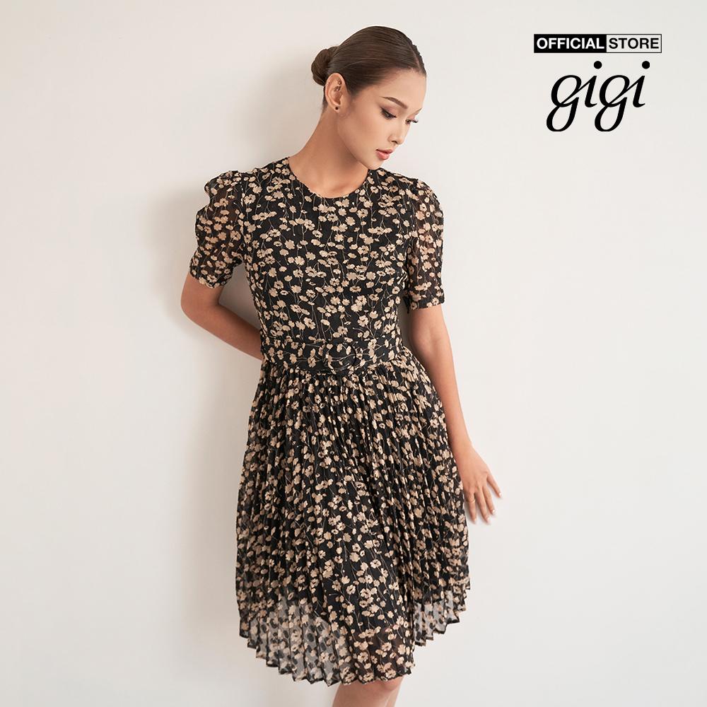 GIGI - Đầm mini hoa tay ngắn cổ tròn xinh xắn G2101D221183