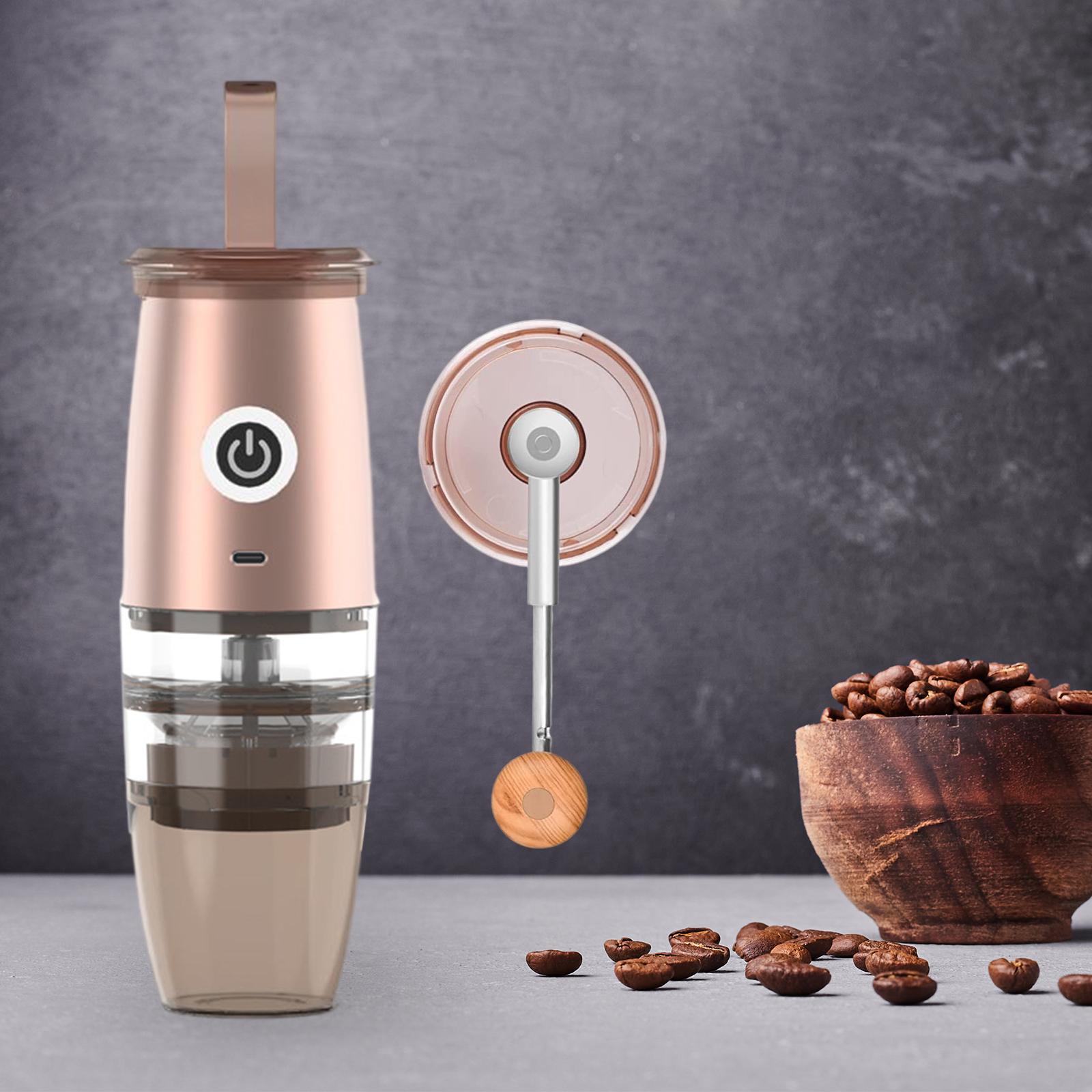 Coffee Bean Grinder Portable Rechargeable Small with Brush Mixer for