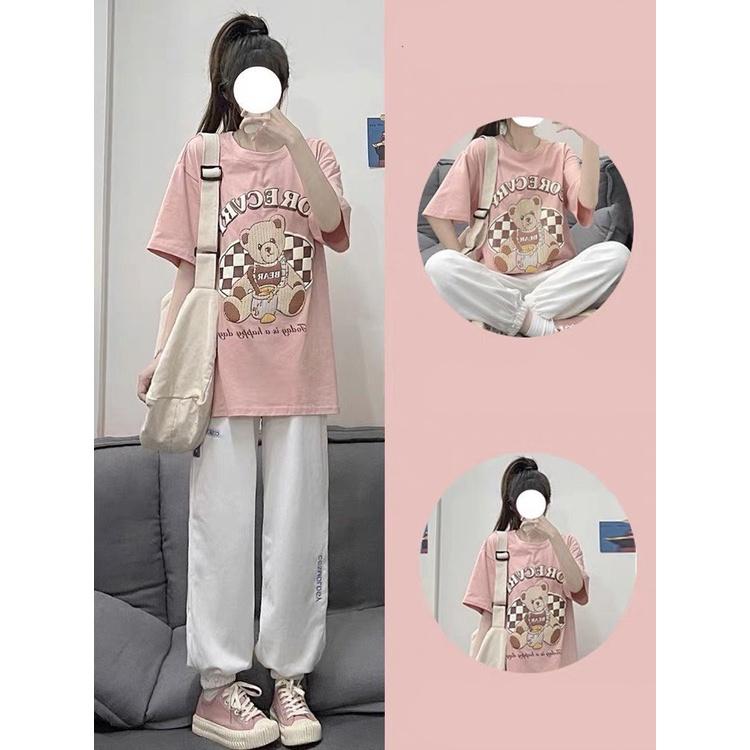 Đồ bộ mặc nhà nữ quần jogger bigsize mùa hè thun cotton dễ thương cute
